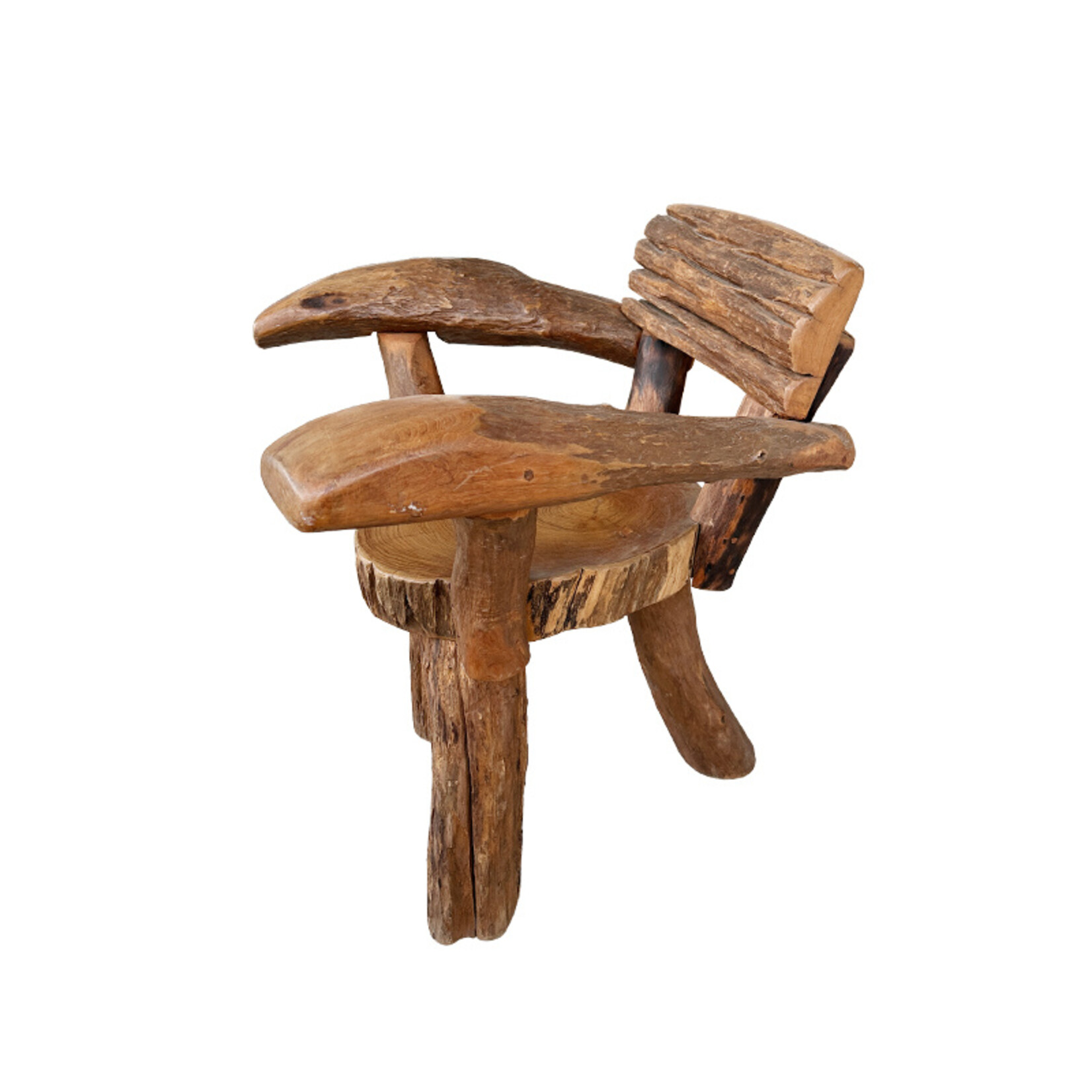 Early 20th Century Raw Wood Live Edge Chair