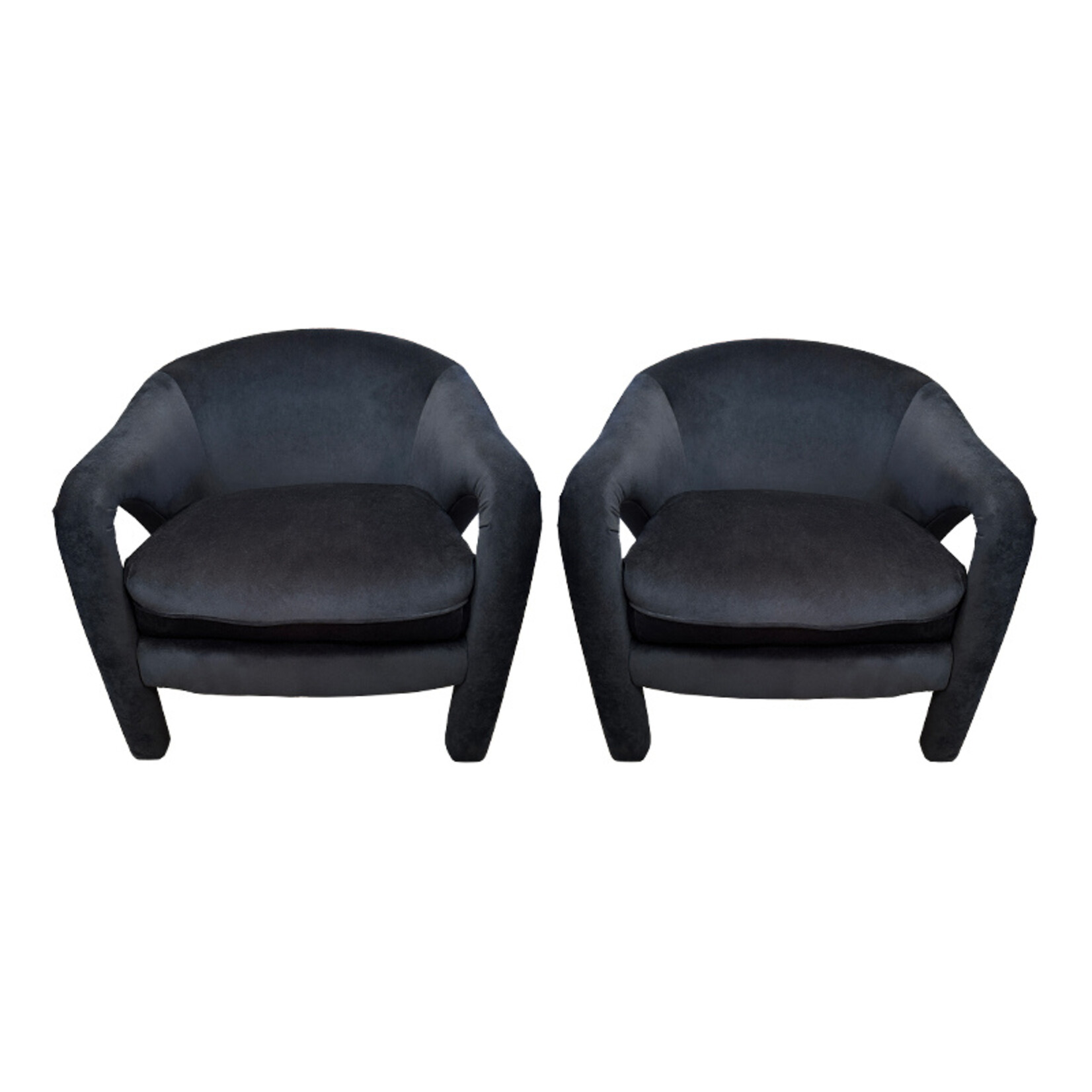 Post Modern Vladimir Kagan Chairs with Black Velvet Upholstery, a Pair