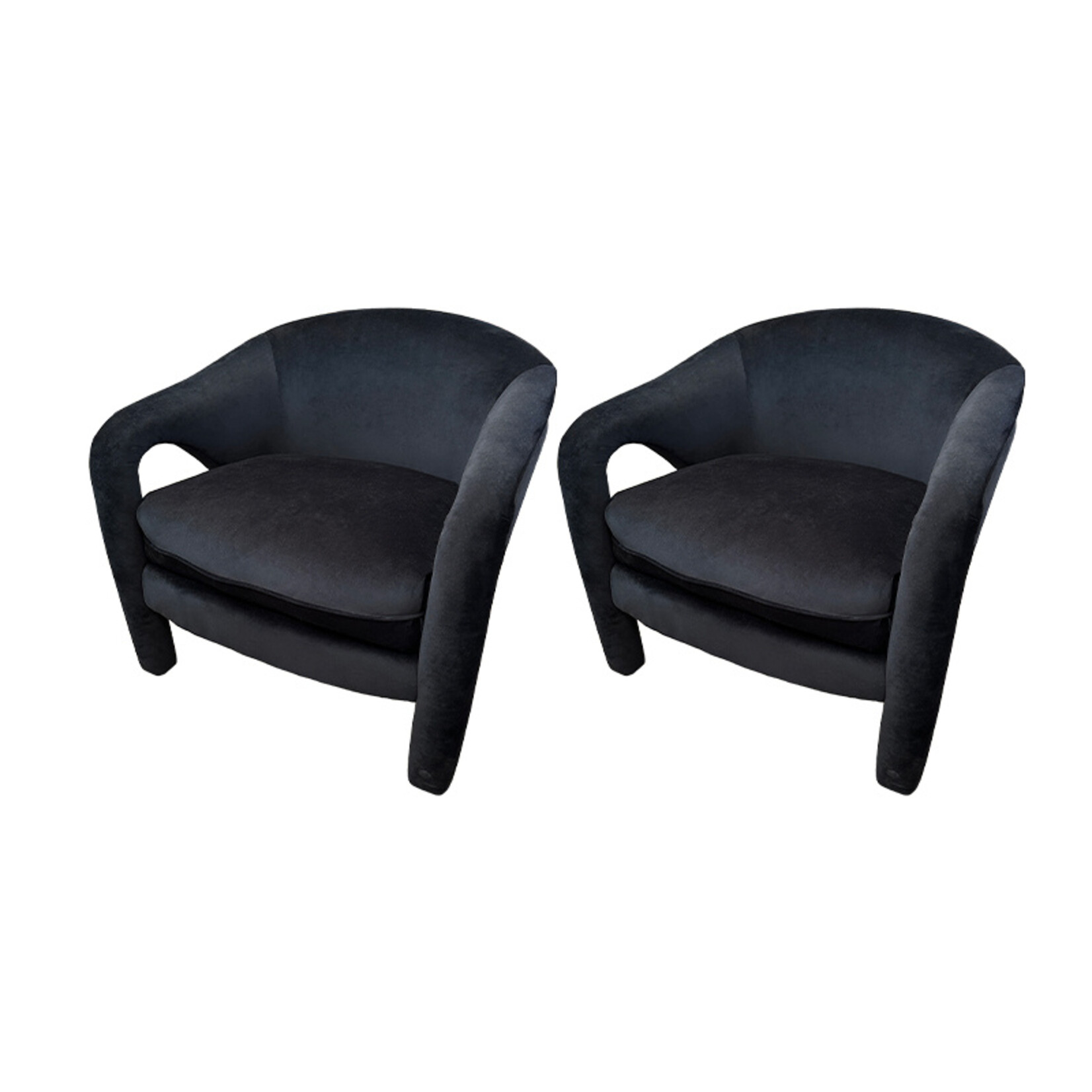 Post Modern Vladimir Kagan Chairs with Black Velvet Upholstery, a Pair