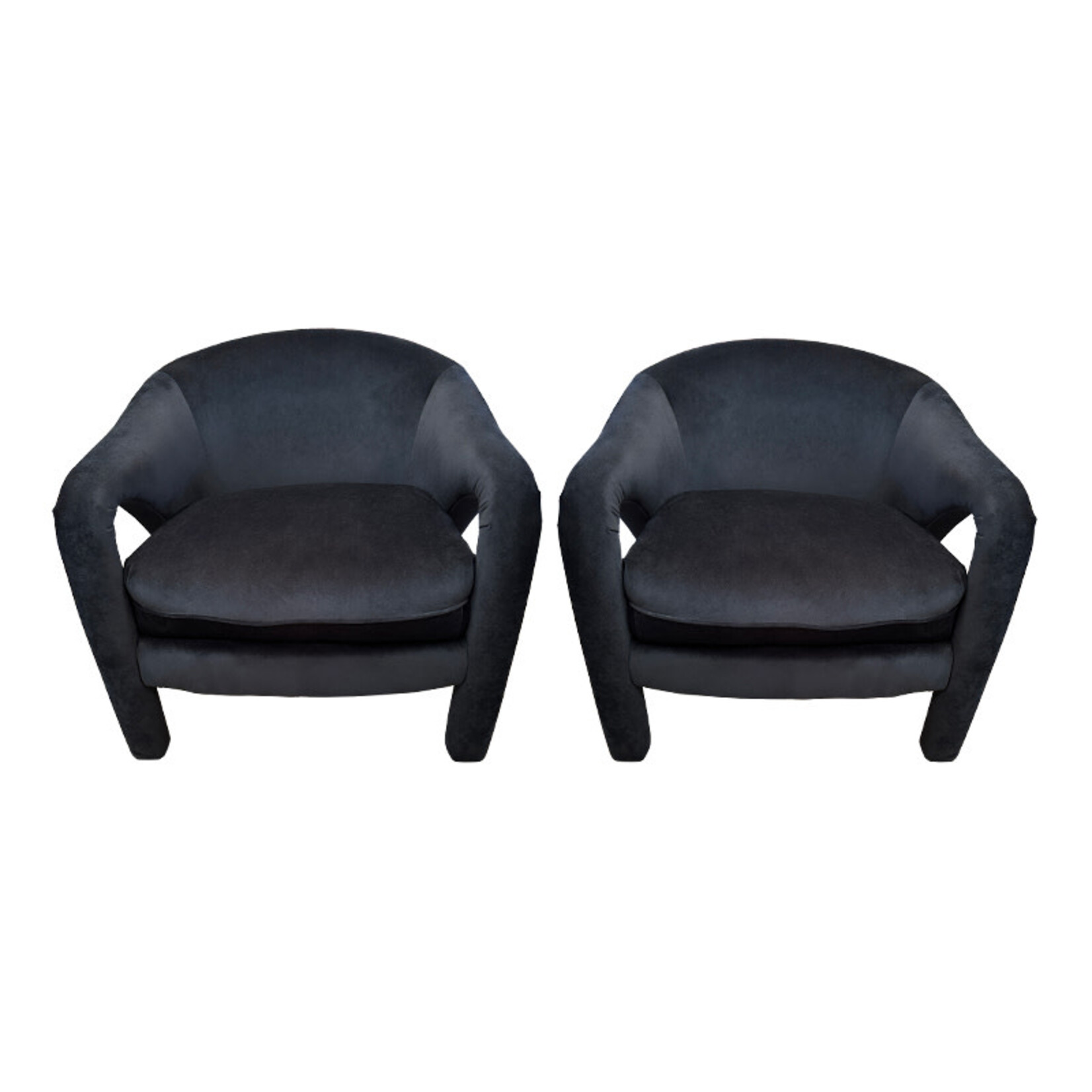 Post Modern Vladimir Kagan Chairs with Black Velvet Upholstery, a Pair