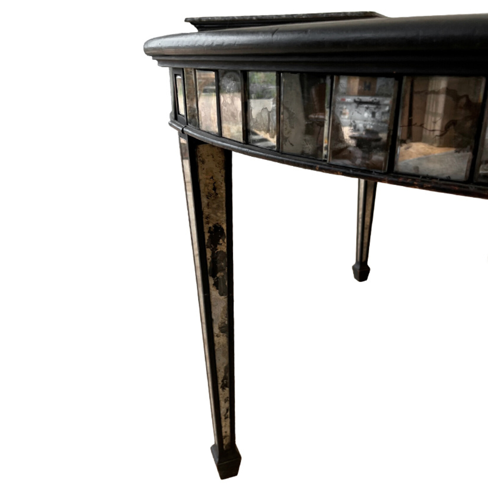 Antique Empire Style Black Lacquer Mirror Table with Original Mirror