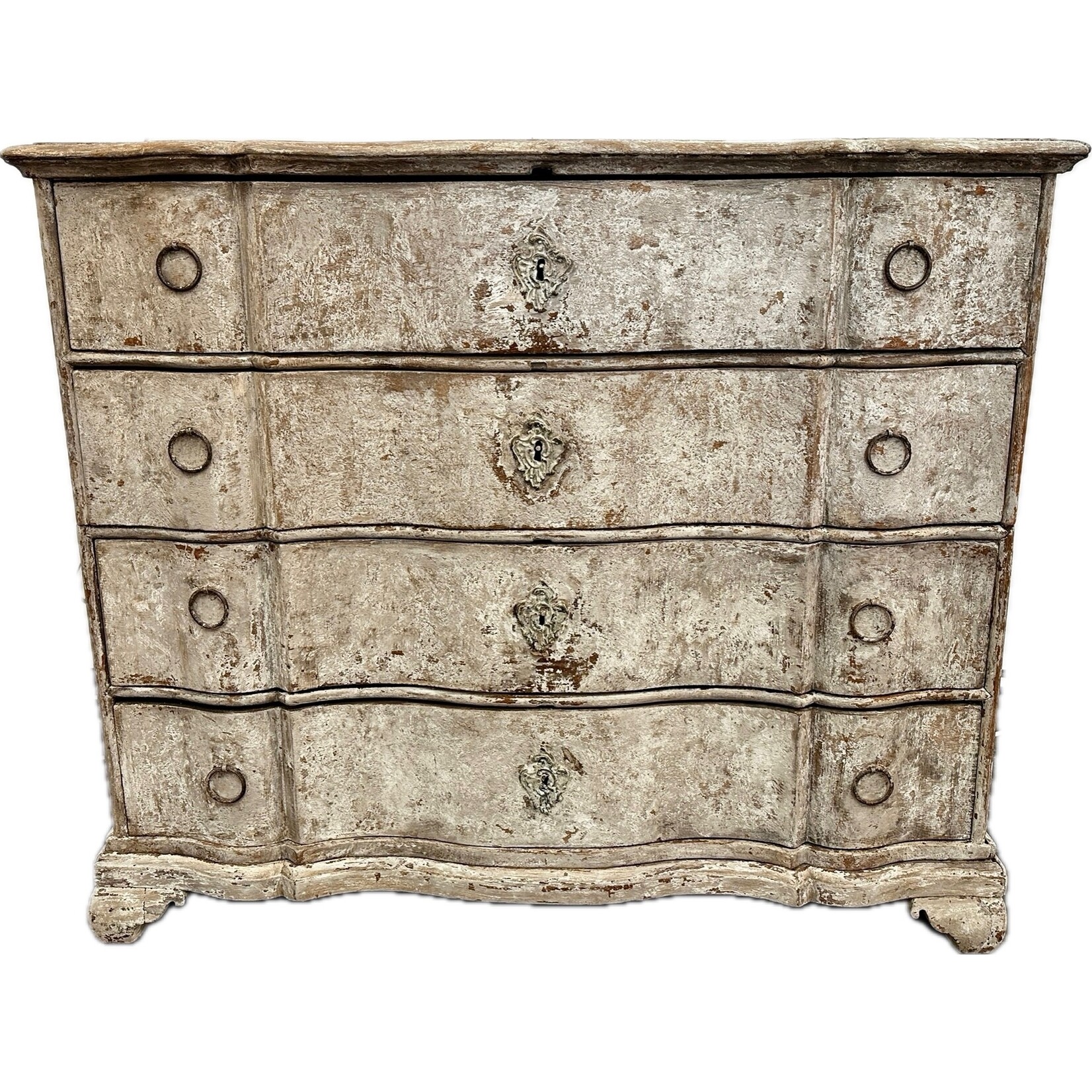 Swedish 18th Century Gustavian Serpentine Two Piece Commode Chest of Drawers