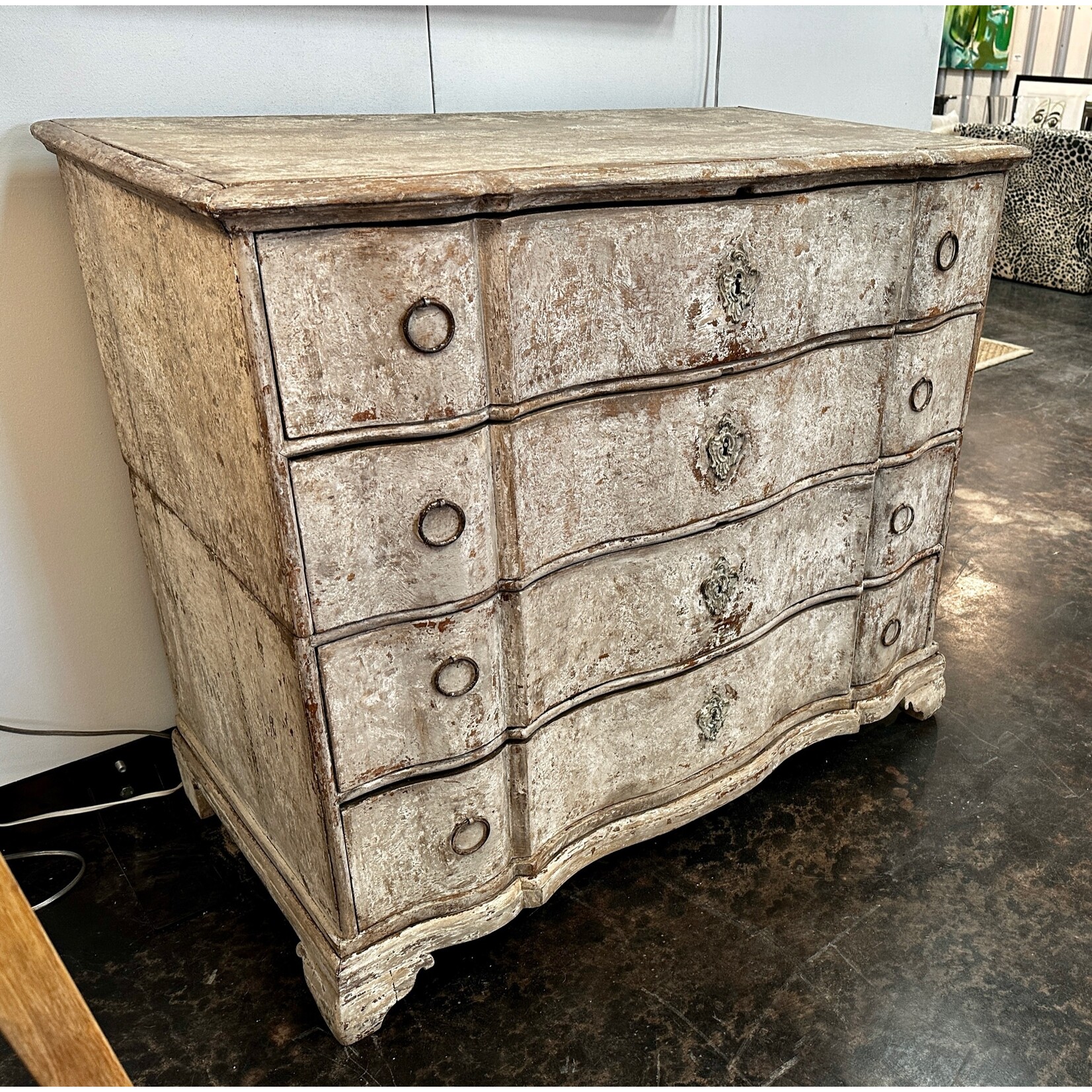 Swedish 18th Century Gustavian Serpentine Two Piece Commode Chest of Drawers