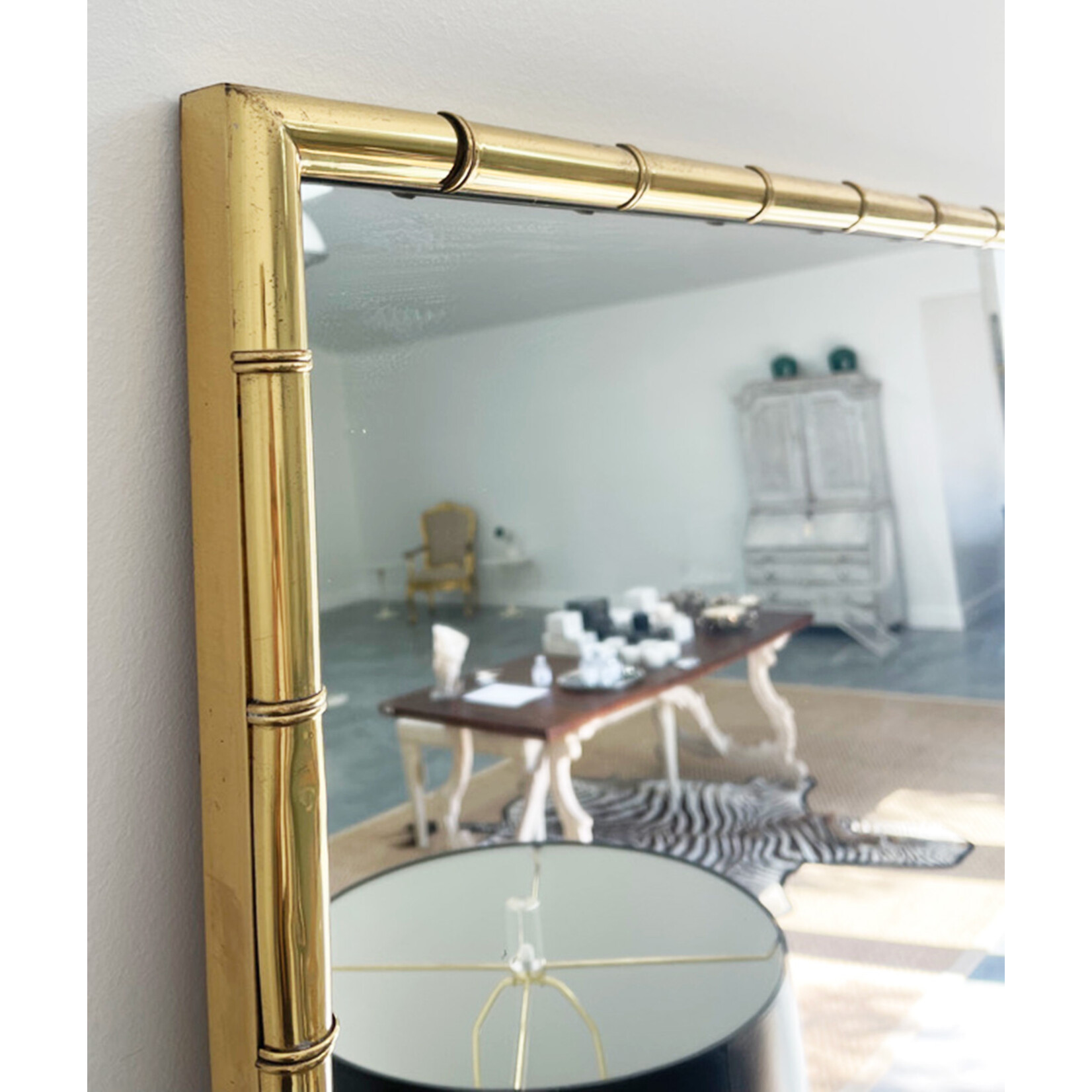 Large Brass Bamboo Mirrors by Mastercraft, a Pair