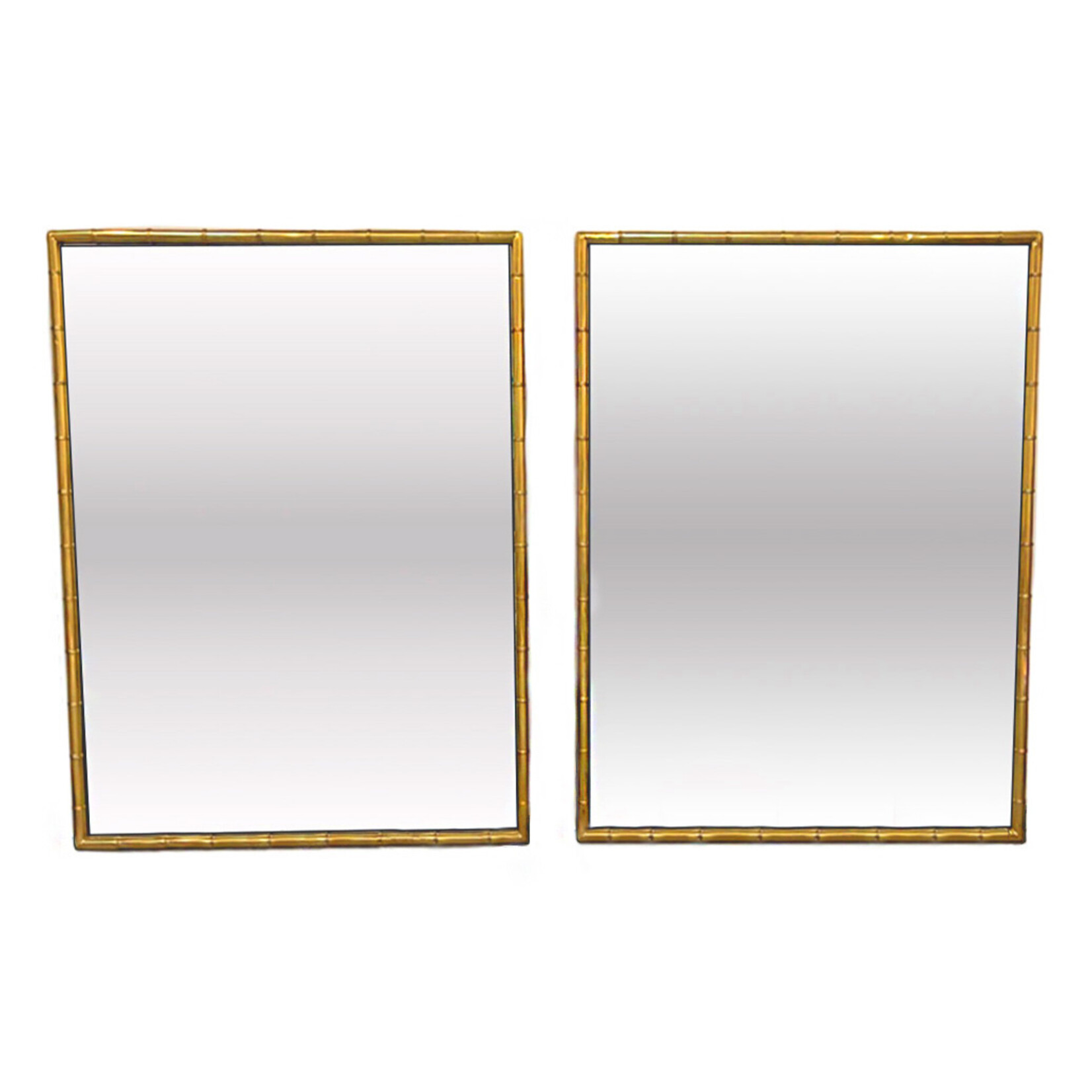 Large Brass Bamboo Mirrors by Mastercraft, a Pair