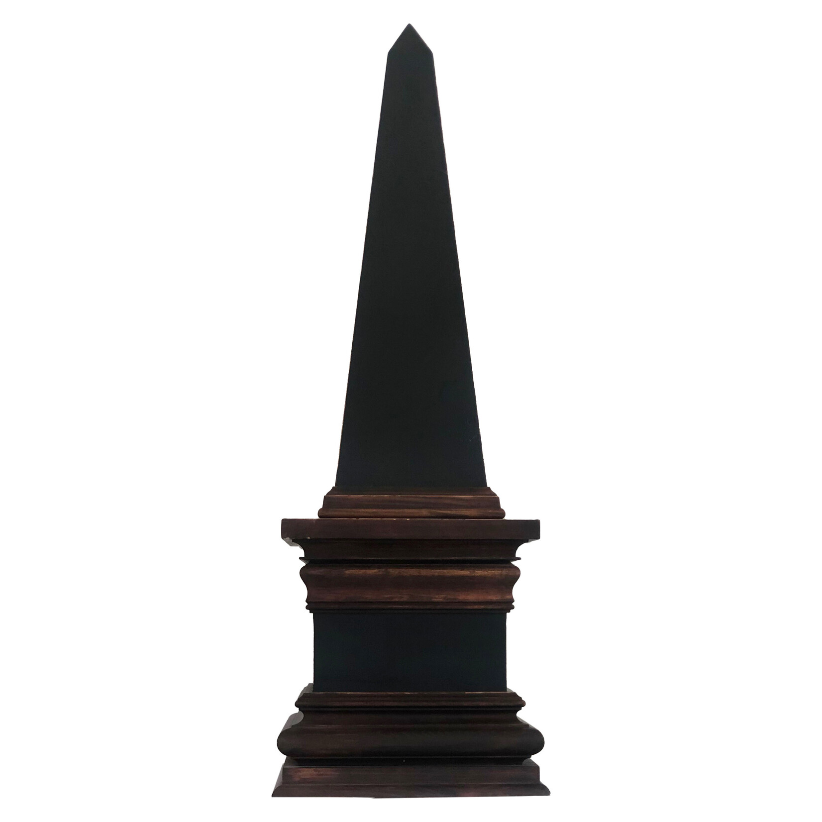 Painted and Stained Large Wooden Obelisk Signed by Designer Barbara Cosgrove