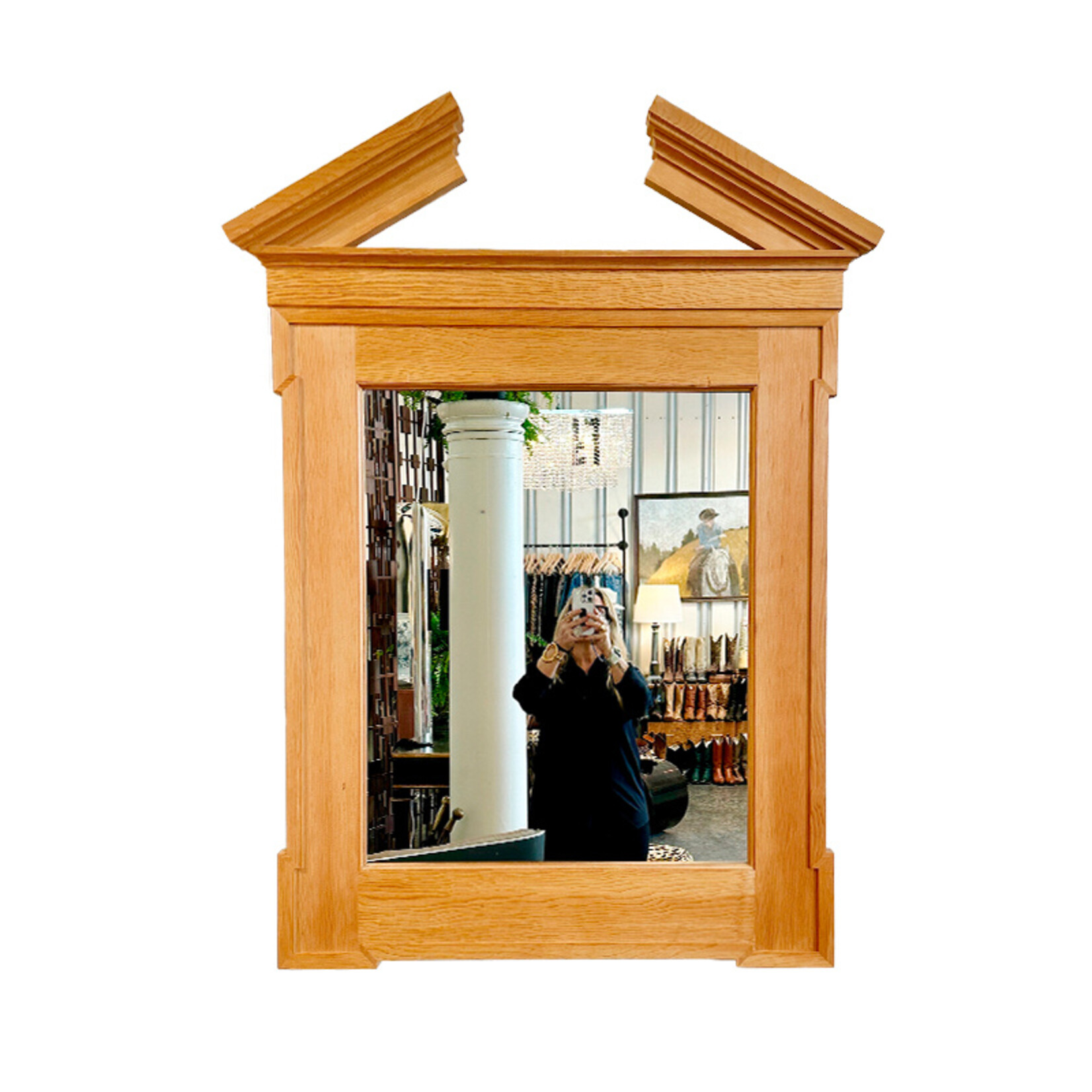 Vintage Neoclassical style Wood Mirror with Broken Pediment