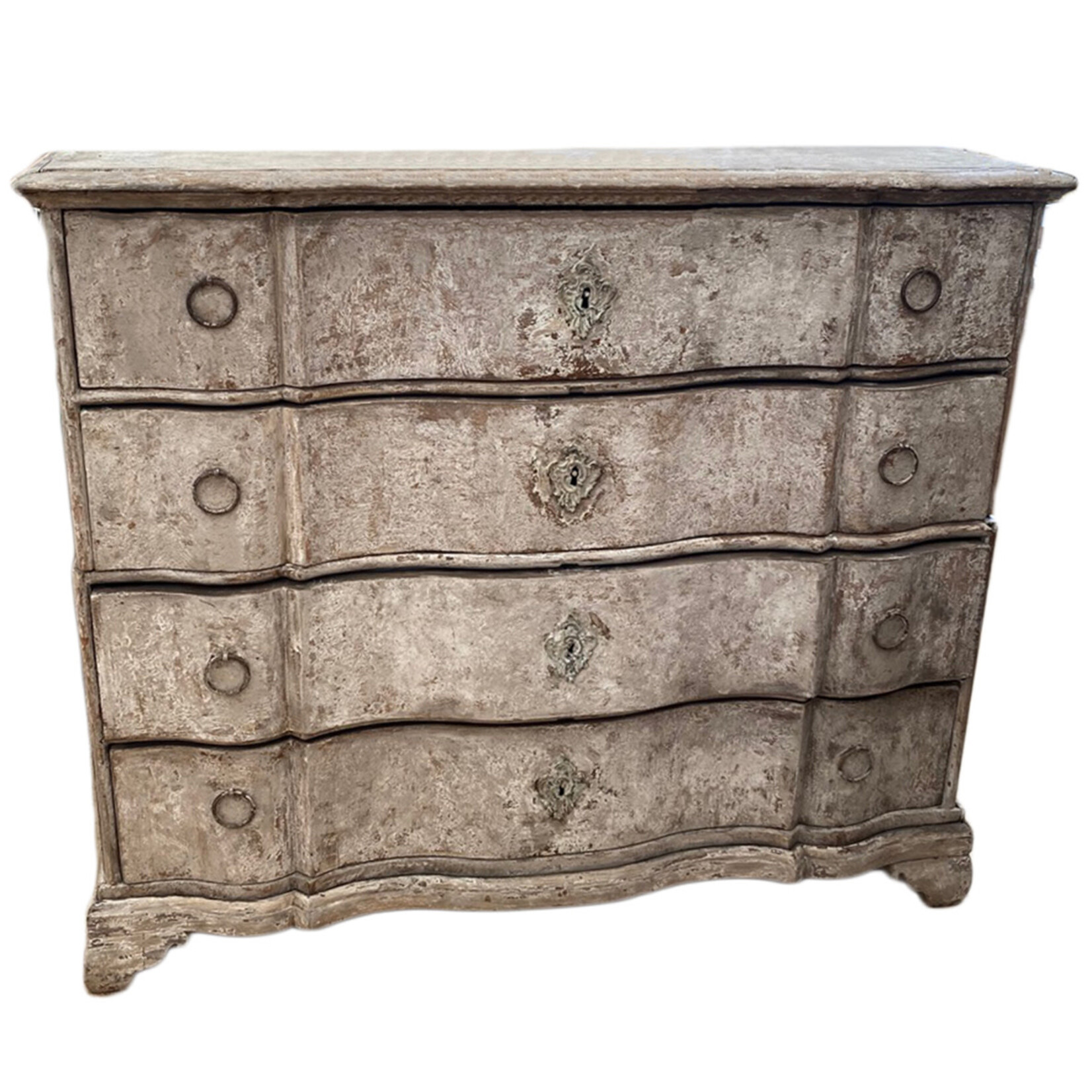 Swedish 18th Century Gustavian Serpentine Two Piece Commode Chest of Drawers