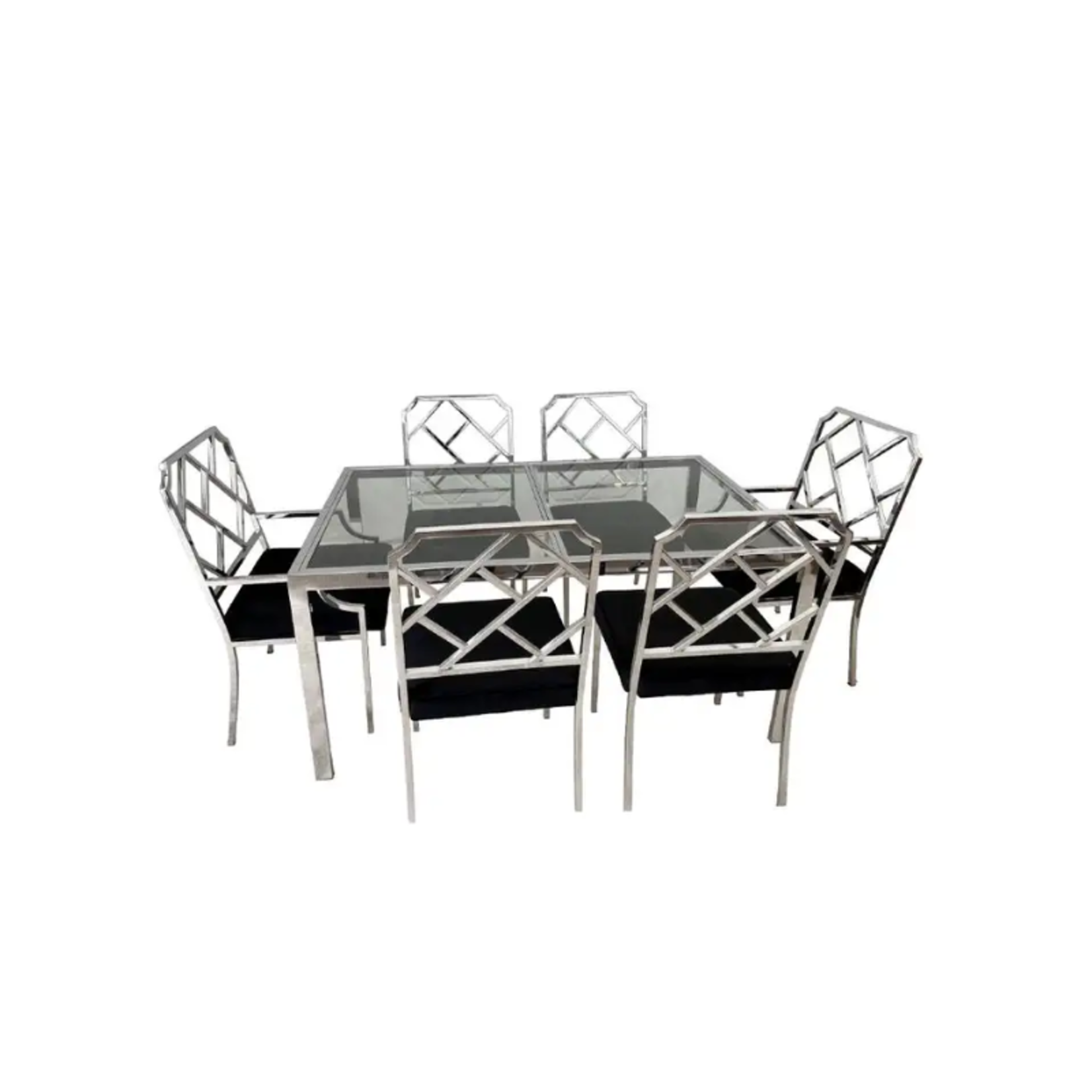 Milo Baughman Chrome Dining Table w/ 6 Chairs