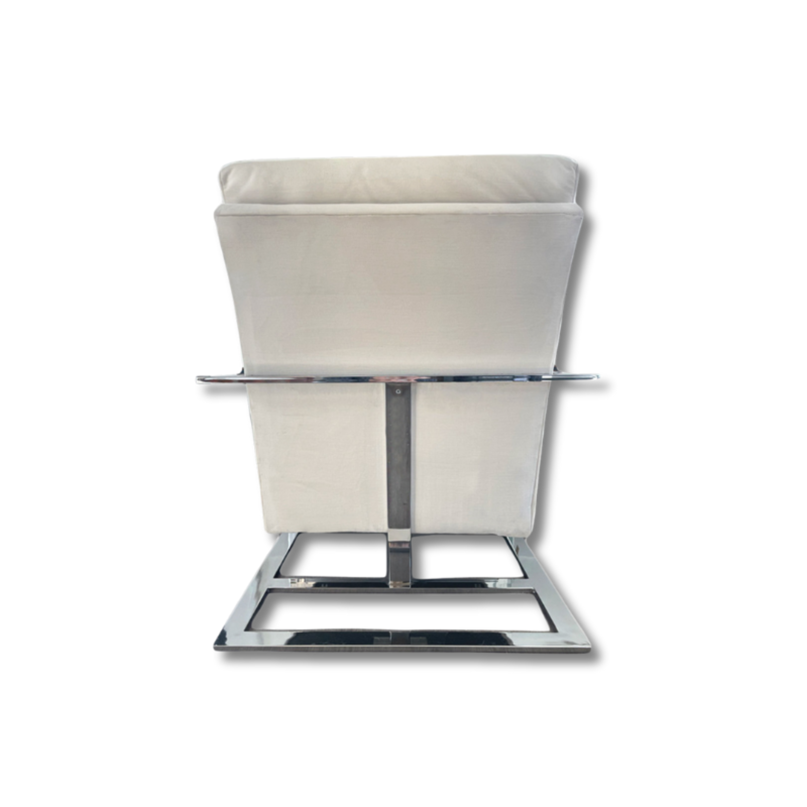 Milo Baughman Chrome Chair with Velvet Upholstery and Leather Armrests