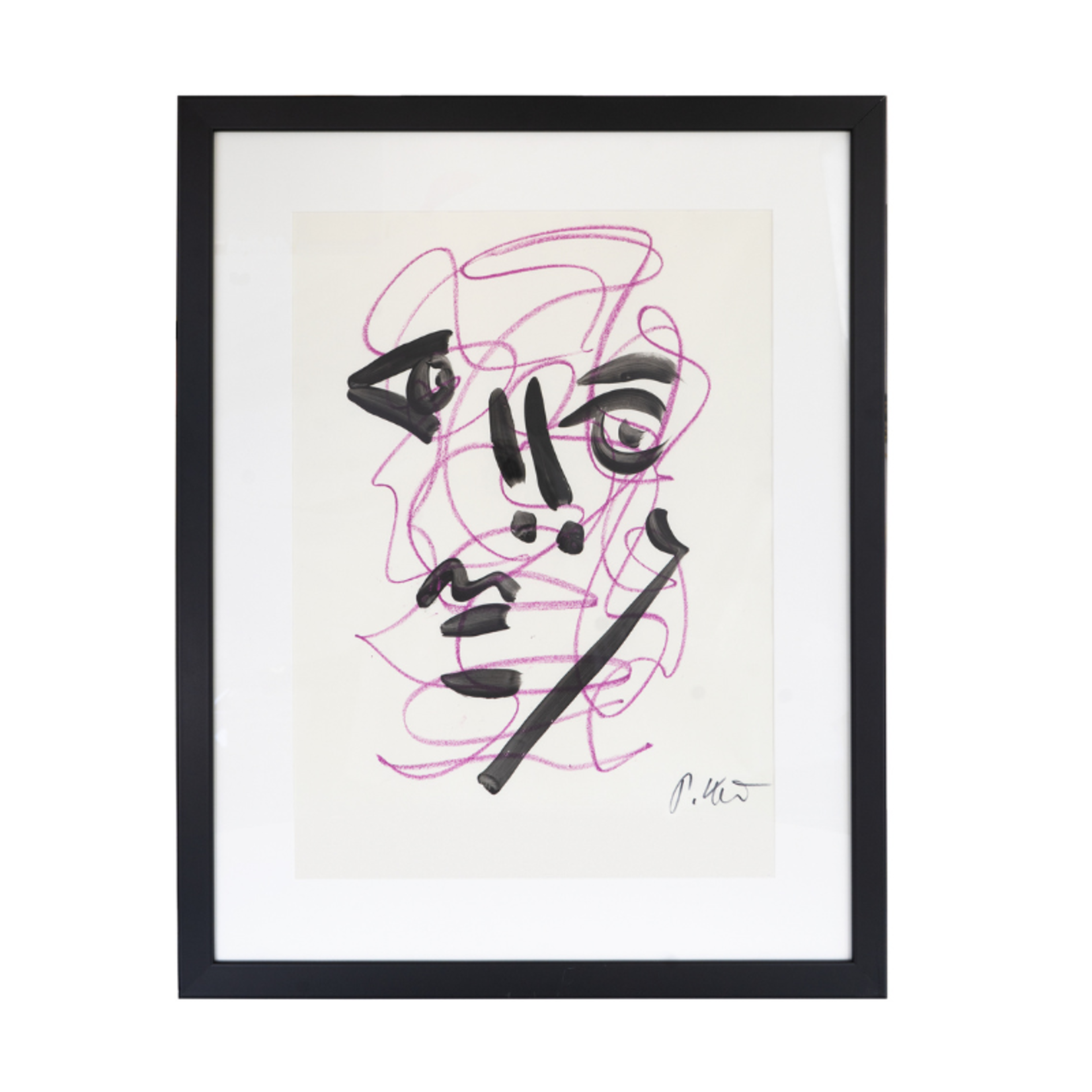 Original Peter Keil Framed Acrylic and Pen on Paper