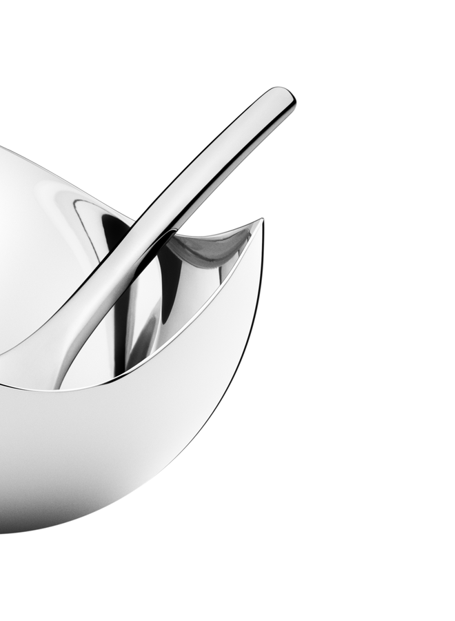 GEORG JENSEN BLOOM SALT CELLAR WITH SPOON