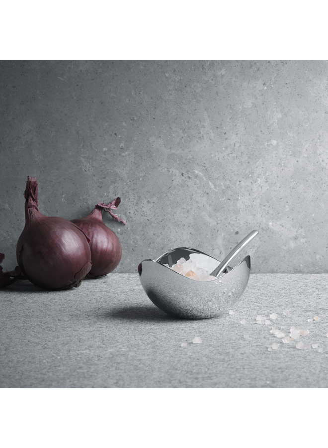 GEORG JENSEN BLOOM SALT CELLAR WITH SPOON