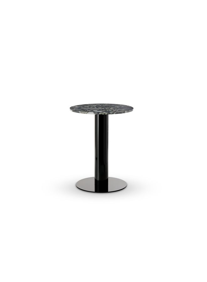 TUBE DINING TABLE BLACK BASE PEBBLE MARBLE