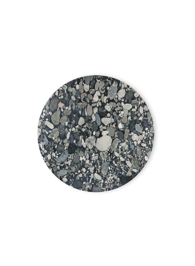 TOM DIXON TUBE DINING TABLE – PEBBLE MARBLE / BLACK BASE
