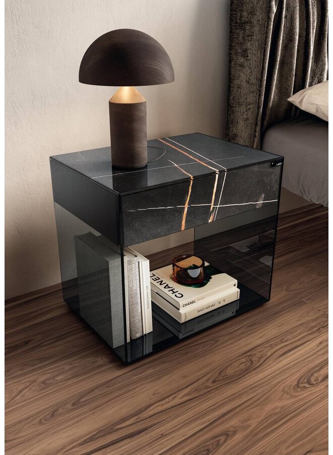 UP GLASS BEDSIDE TABLE