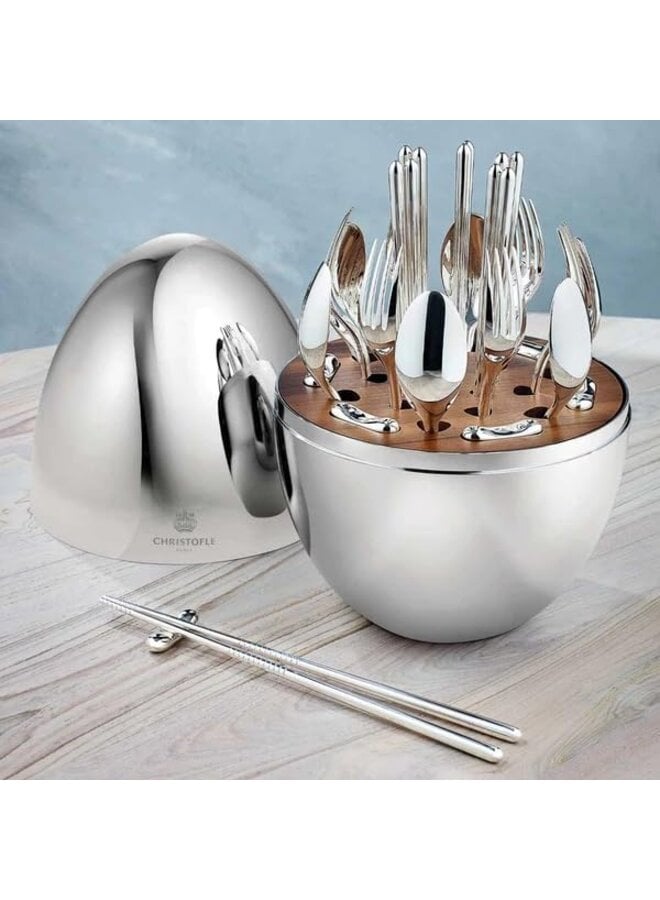 CHRISTOFLE MOOD ASIA SILVER-PLATED CUTLERY SET FOR 6 (24 PIECES)