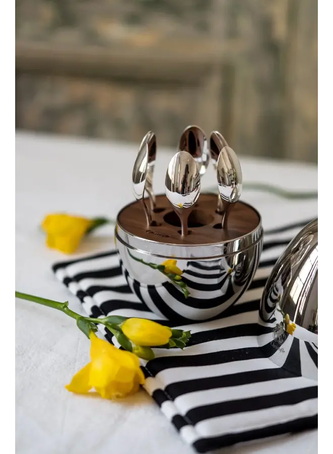 ESPRESSO SPOONS, SET OF 6 MOOD COFFEE  SILVER PLATED