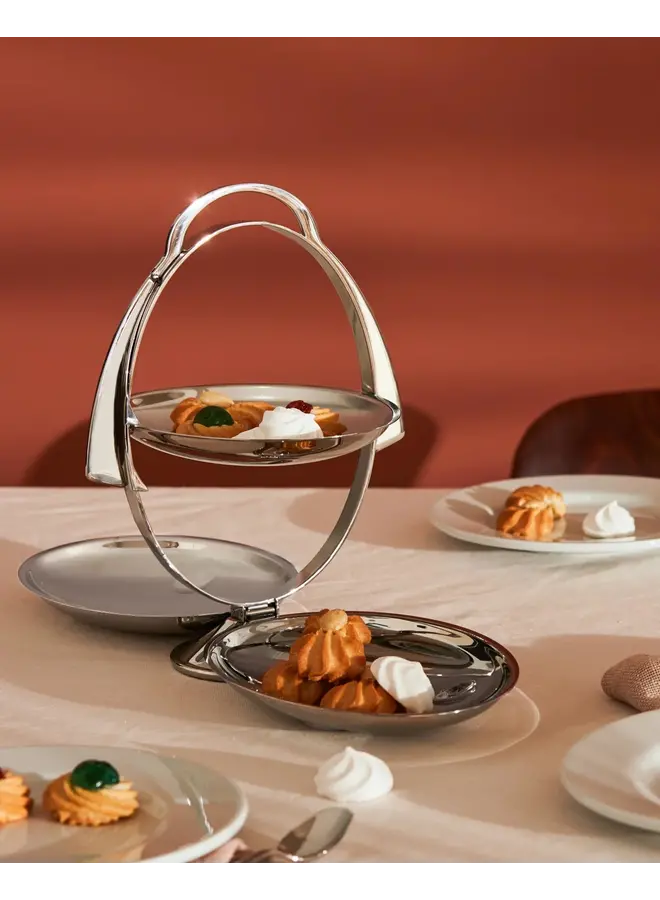 ALESSI ANNA GONG FOLDING CAKE STAND – 18/10 STAINLESS STEEL