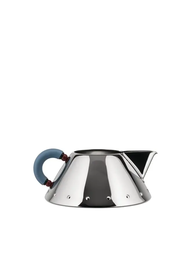 CREAMER IN 18/10 STAINLESS STEEL MIRROR POLISHED WITH HANDLE IN PA, LIGHT BLUE.