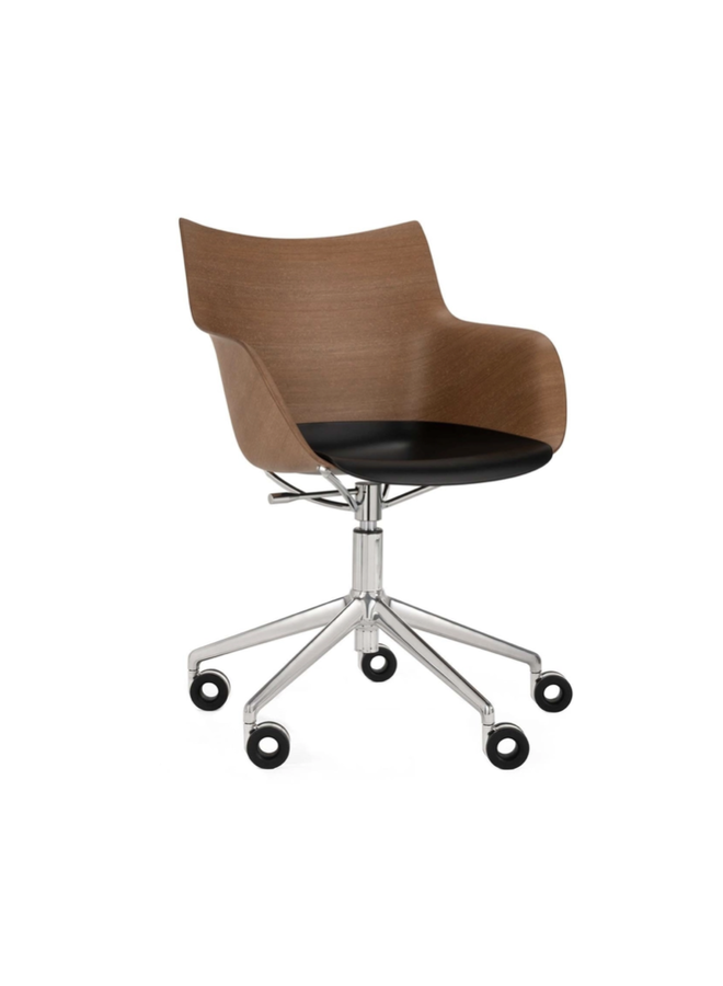 OFFICE CHAIR - Q/WOOD WORKING CHAIR ON CASTERS DARK WOOD