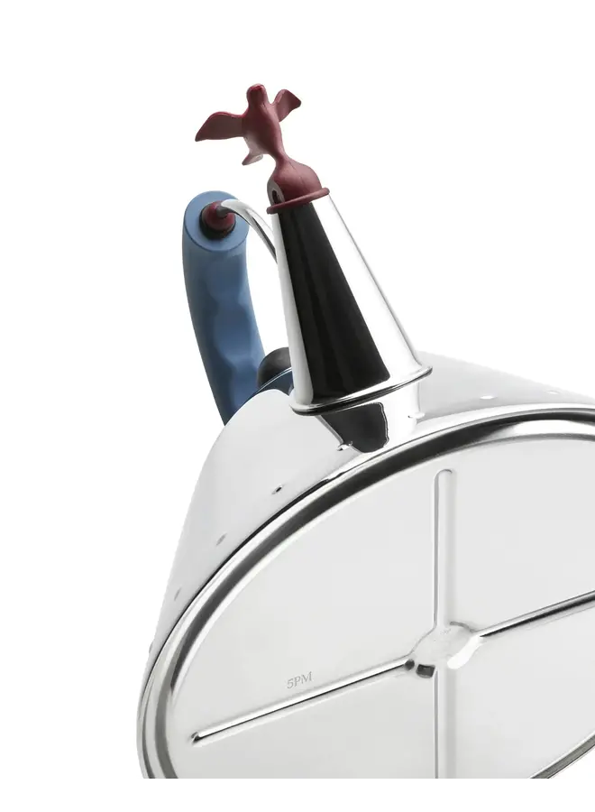 ALESSI 18/10 STAINLESS STEEL KETTLE – MIRROR POLISHED WITH LIGHT BLUE HANDLE