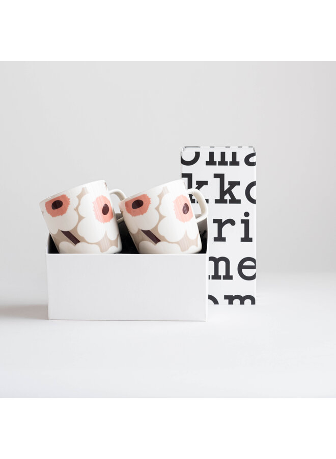 MARIMEKKO UNIKKO MUG 4DL SET OF 2 – PINK & BEIGE