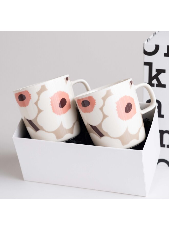 MARIMEKKO UNIKKO MUG 4DL SET OF 2 – PINK & BEIGE