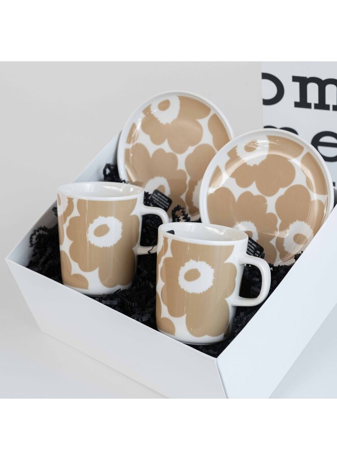 MARIMEKKO UNIKKO MUG & PLATE SET – BEIGE | 2.5DL MUG + 13.5CM PLATE