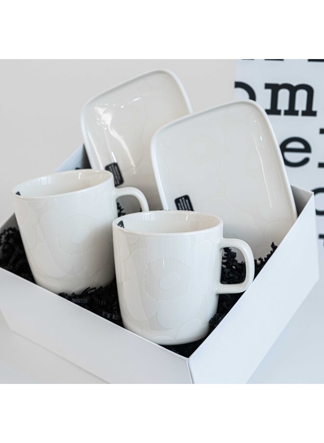 MARIMEKKO OIVA UNIKKO MUG & PLATE SET – WHITE | 4DL MUG + 15X12CM PLATE PRODUCT DESCRIPTION