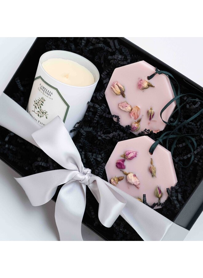 GIFT SET - CF BOTANICAL PALETS LA ROSE + CF SCENTED CANDLES TEA