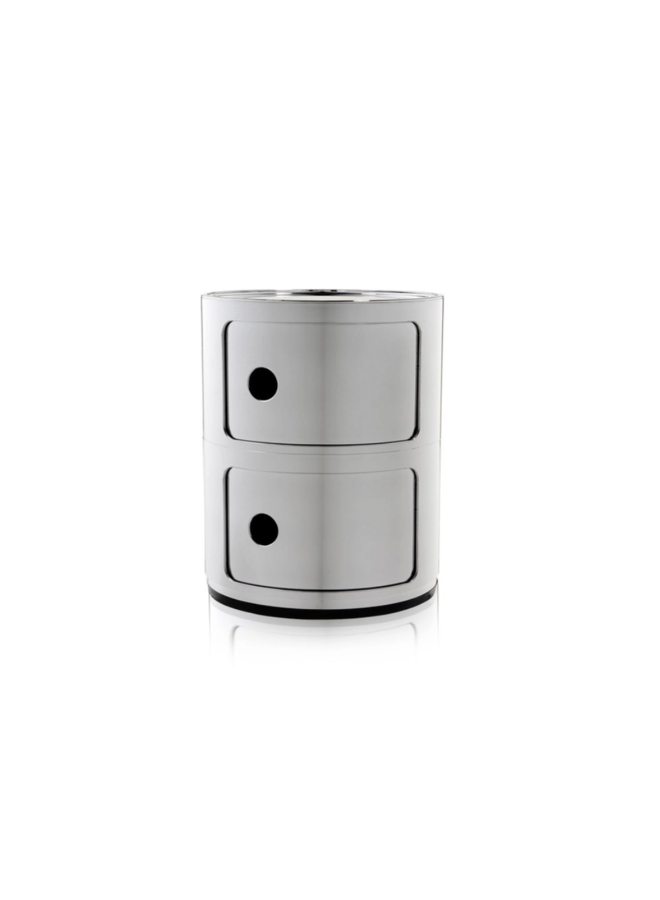 SIDETABLE - COMPONIBILI METAL  2 DRAWER CHROMED