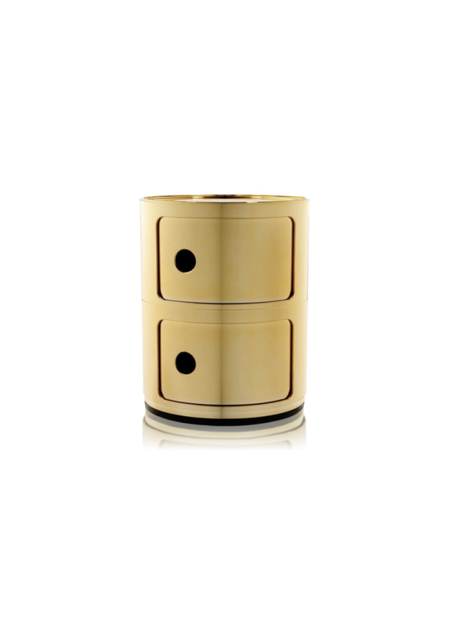 SIDETABLE - COMPONIBILI METAL  2 DRAWER GOLD