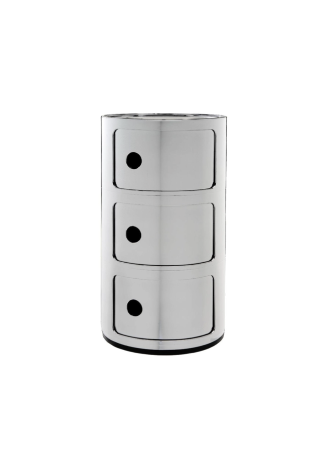 SIDETABLE - COMPONIBILI METAL  3 DRAWER CHROMED