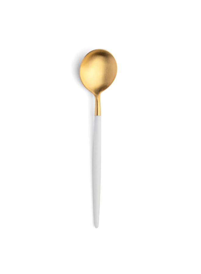 GOA DESSERT SPOON WHITE GOLD