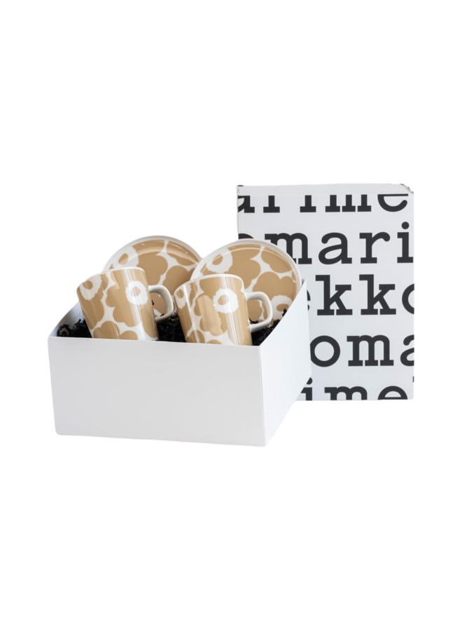 MARIMEKKO UNIKKO MUG & PLATE SET – BEIGE | 2.5DL MUG + 13.5CM PLATE