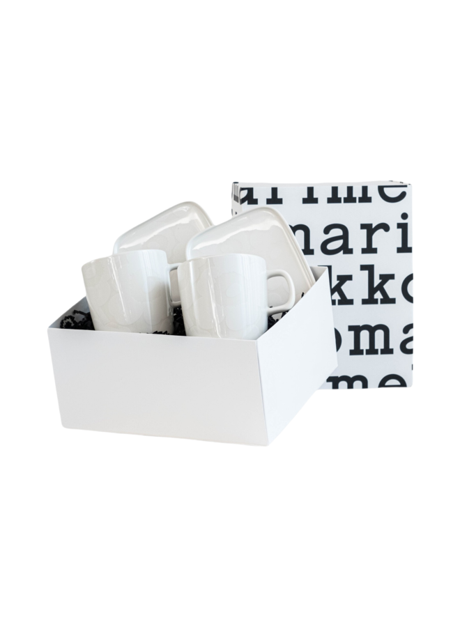 MARIMEKKO OIVA UNIKKO MUG & PLATE SET – WHITE | 4DL MUG + 15X12CM PLATE PRODUCT DESCRIPTION