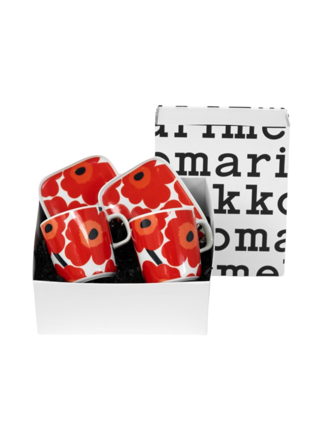 MARIMEKKO UNIKKO MUG & PLATE SET – RED | 4DL MUG + 12x15CM PLATE