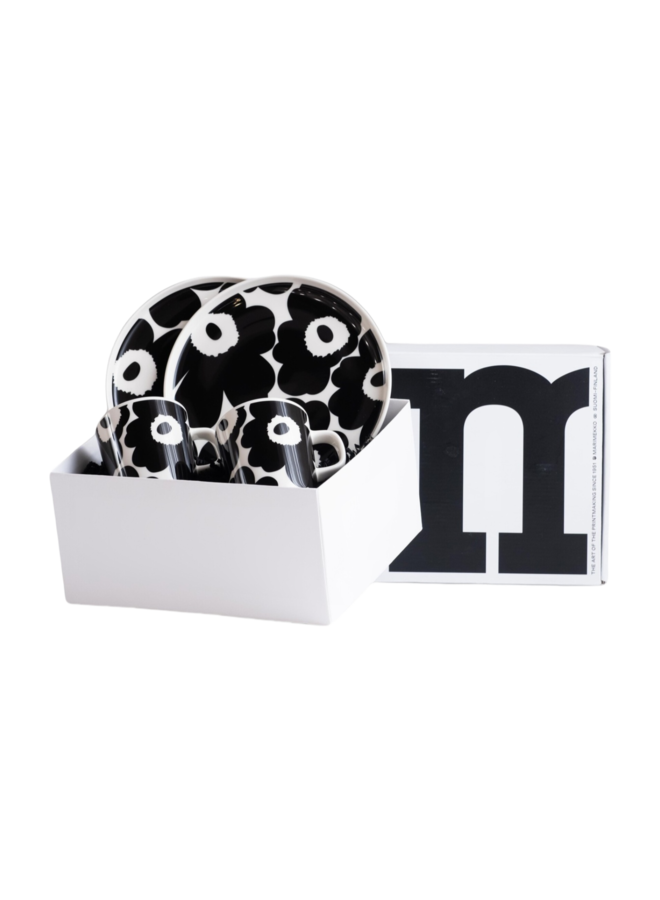 MUG & PLATE SET - CONT BLACK - OIVA / UNIKKO #190 BLACK