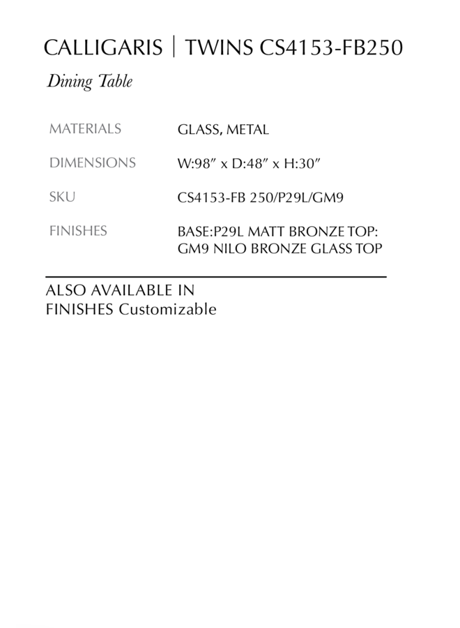 TWINS TABLE DINING TABLE 250CM