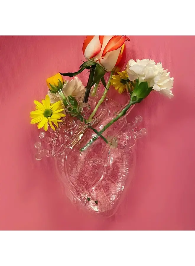 SELETTI フラワーベース heart vase VASE - LOVE IN BLOOM GLASS HEART VASE - Homey Home Interiors