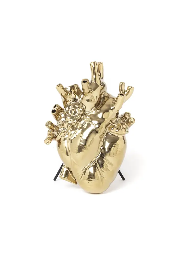 VASE - LOVE IN BLOOM-GOLD PORCELAIN HEART VASE
