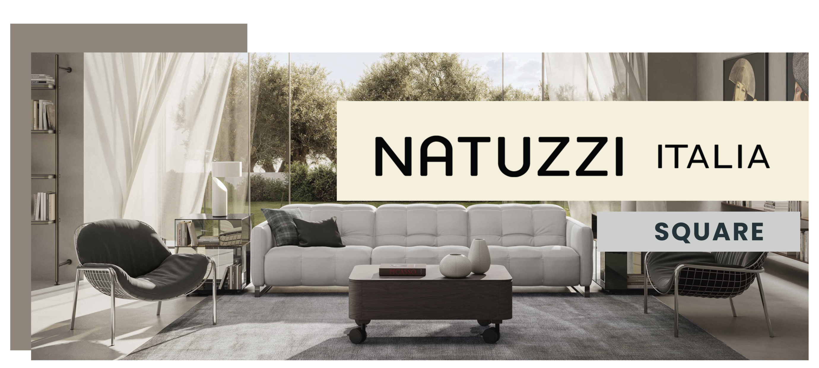 Natuzzi Italia Square Coffee Table: Italian Elegance and Functionality at the Heart of Your Living Room