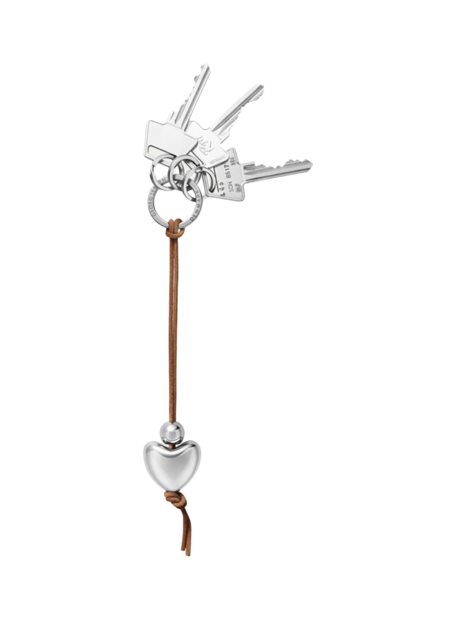 GEORG JENSEN HEART KEYRING WITH LEATHER STRAP