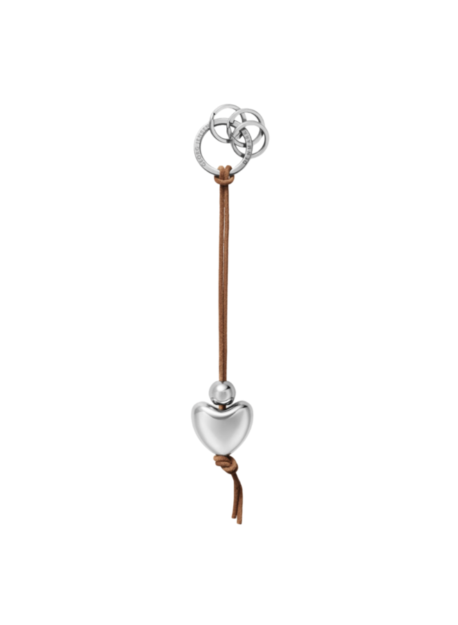 KEYRING HEART W/LEATHER STRAP
