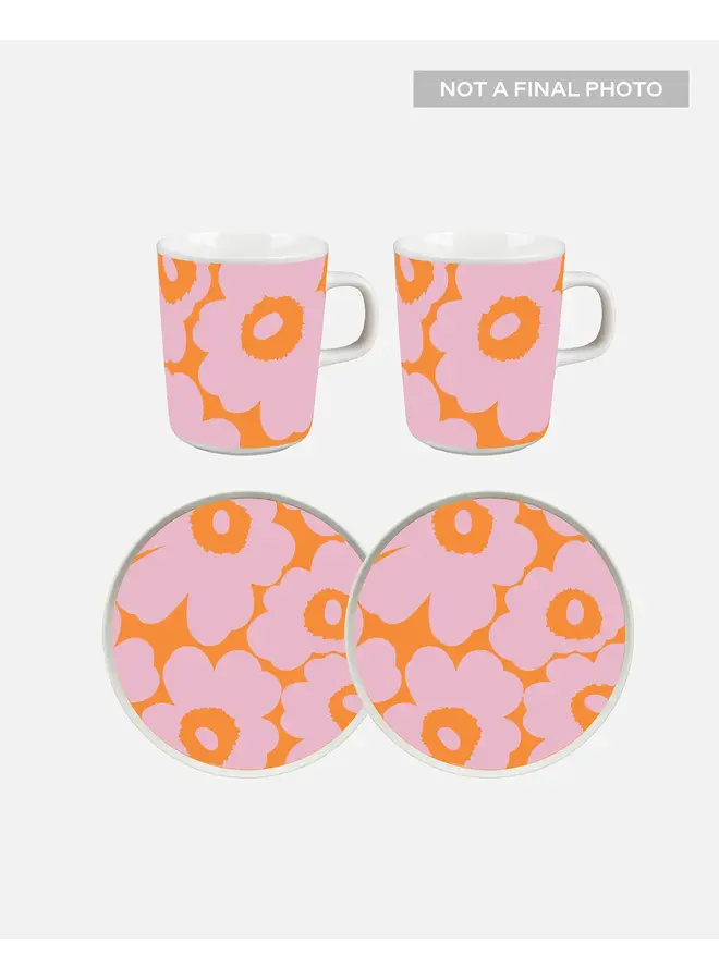 MUG & PLATE BREAKFAST SET - 261 PINK/ORG - 075732-132
