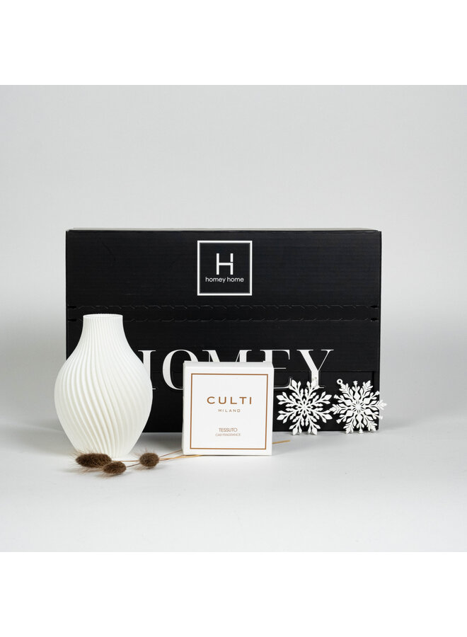 2025 XMAS HOMEY BOX 3DVC -  SPIRAL VASE & CULTI CAR SACHET & XMAS ORNAMENT  - HOMEY