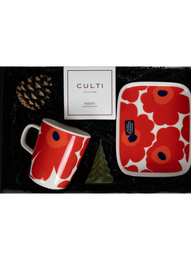 2025 XMAS HOMEY BOX MMKRC -  MARIMEKKO RED 2.5DL MUG & PLATE & CULTI CAR SACHET & XMAS ORNAMENT  - HOMEY