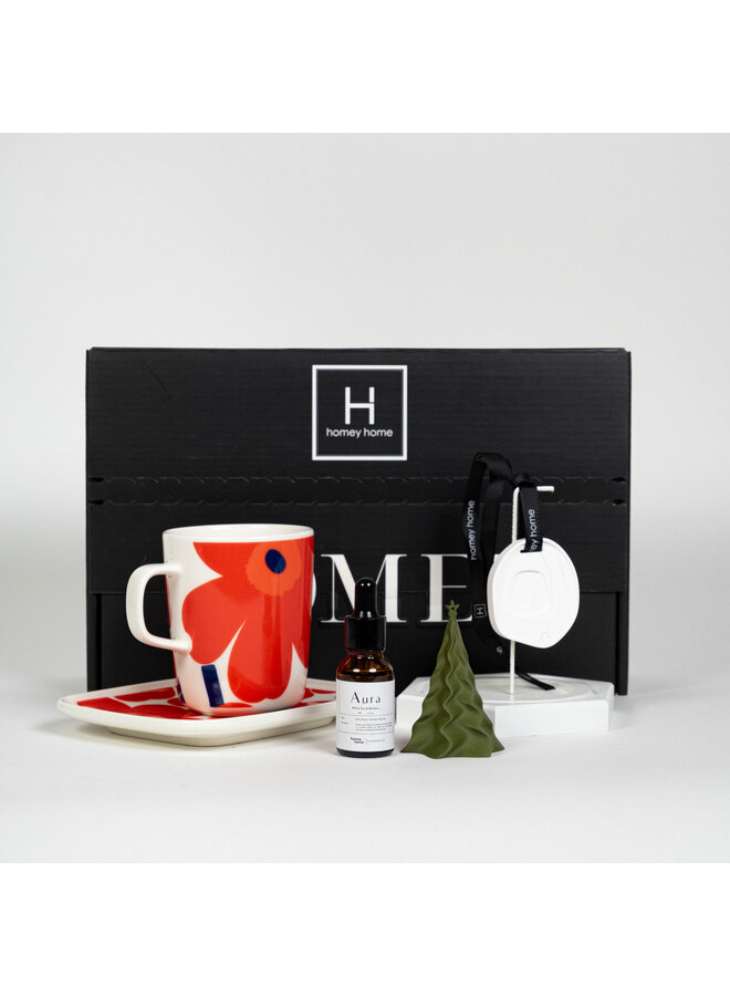 HOMEY BOX MMKRA -  MARIMEKKO RED 2.5DL MUG & PLATE & AURA SET & XMAS ORNAMENT  - HOMEY