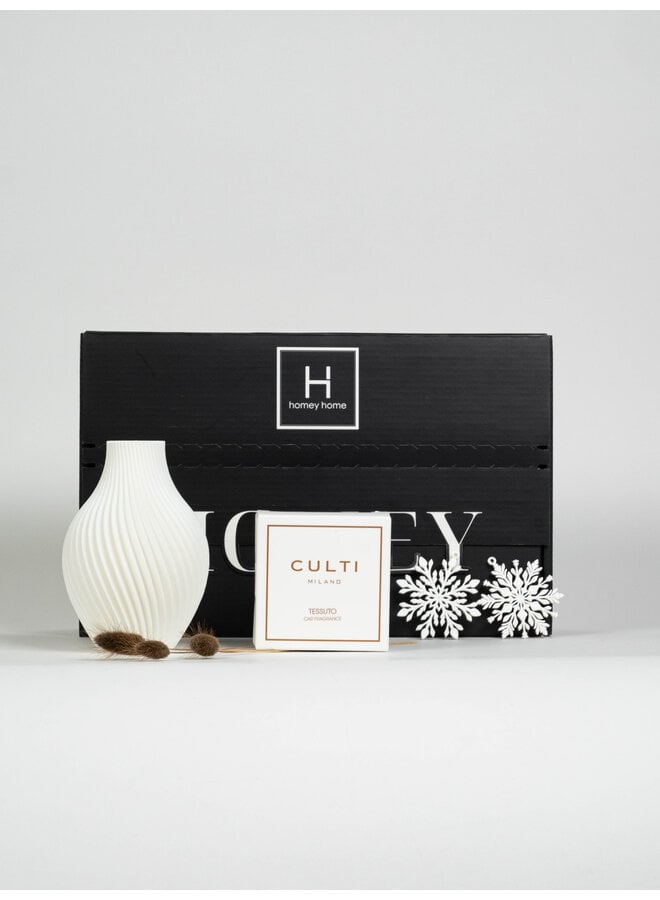 2025 XMAS HOMEY BOX 3DVC -  SPIRAL VASE & CULTI CAR SACHET & XMAS ORNAMENT  - HOMEY